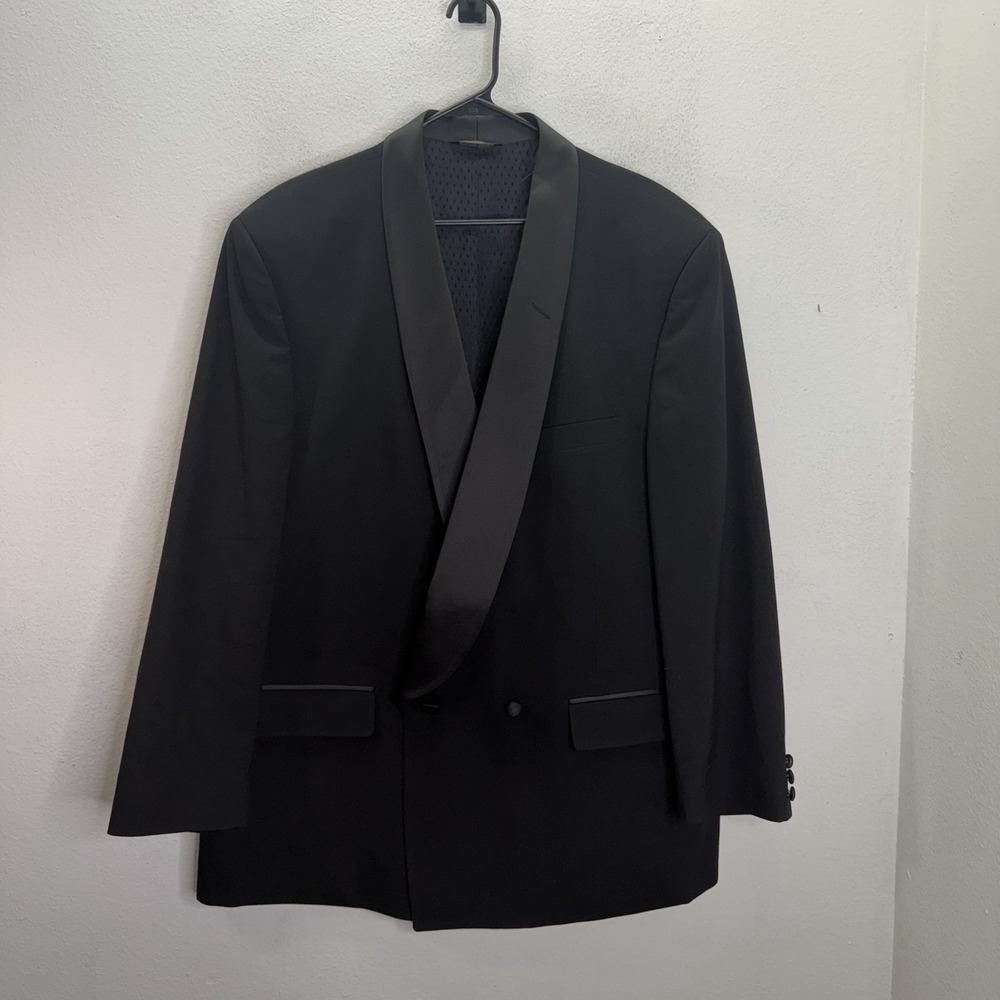 Vintage Christian Dior Monsieur Tuxedo Jacket Mens Black Wool Shawl Lapel 46R